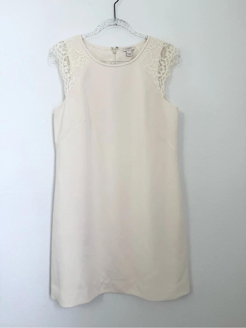 J. Crew Ivory Edged Lace Cap-Sleeve Dress Size 8